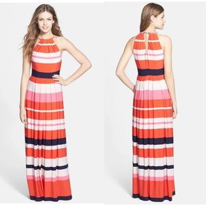 NWT Eliza J Stripe Jersey Halter Maxi Dress Sz 14